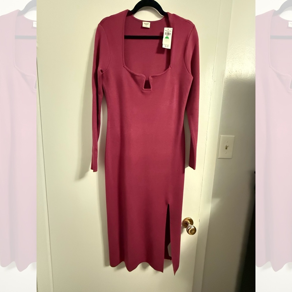 Abercrombie & Fitch Red Long Sleeve Sheath Dress